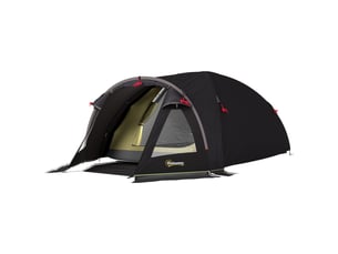 Tente de camping 2 places légère et stable avec protection uv 50+, tente tunnel avec auvent, porte latérale et fenêtre, noire
