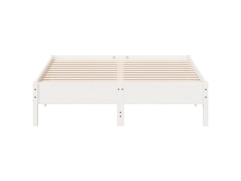  Lit double- lit adulte -  cadre de lit sans matelas blanc 140x200 cm bois de pin massif  - Conforama C