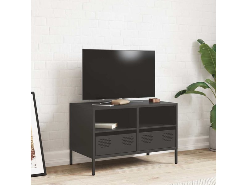  Meuble tv - banc tv - meuble de rangement noir 68x39x43,5 cm acier laminé à froid  - Conforama C