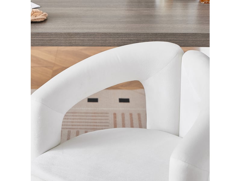  Lot de 2 chaises de salle à manger avec accoudoirs en velours beige  - Conforama E