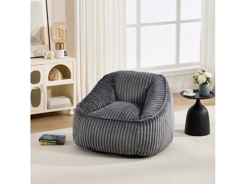  Fauteuil poire modenvie en chenille avec mousse à mémoire de forme 98 x 92 x 73 cm gris foncé  - Conforama D