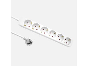 Multiprise fabrilamp florey 6 prises câble 3 m 3680 w blanc