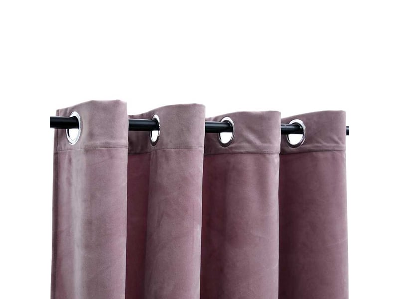  Lot de 2 rideaux occultants, rideaux black-out avec anneaux velours rose 140x225 cm cf44830  - Conforama C