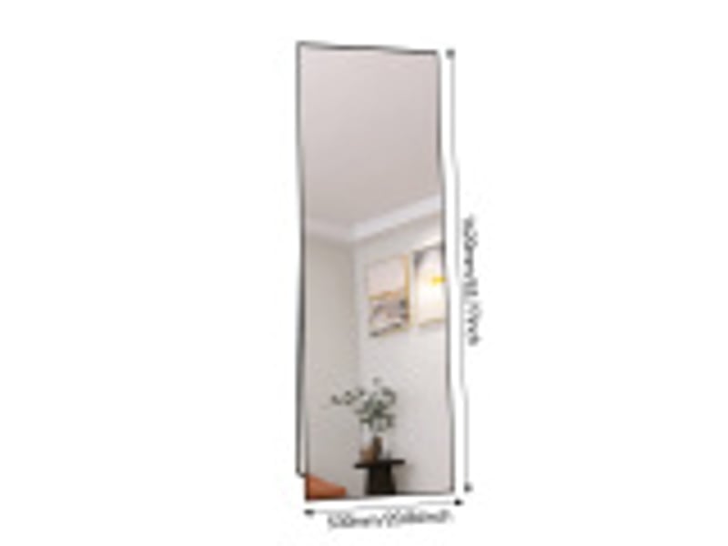 Miroir complet rectangulaire 162 × 53 cm, miroir de sol sur pied avec support, miroir décoratif pour chambre à coucher, salle de bain, entrée, couloir, noir - Conforama B