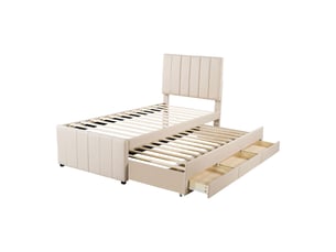 Lit gigogne 90x200 cm <strong>MODFU</strong> <strong></strong> coloris beige