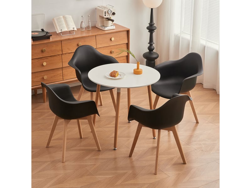  Lot de 2 chaises de salle à manger - pieds en bois - chaises de salle à manger scandinaves - noir  - Conforama B