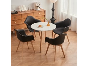 Lot de 2 chaises de salle à manger - pieds en bois - chaises de salle à manger scandinaves - noir