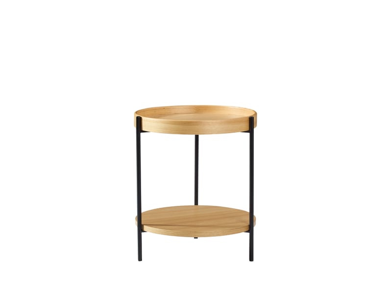  Table d’appoint ronde à double plateau, bois massif et métal, 44x44x48 cm, montage facile  - Conforama A