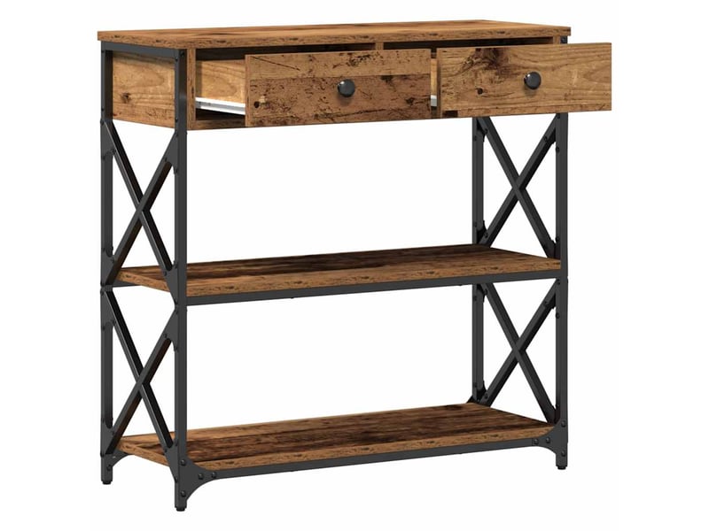  Table console - table d'appoint - table d' entrée avec tiroir bois ancien 75 x 28 x 75 cm  - Conforama E