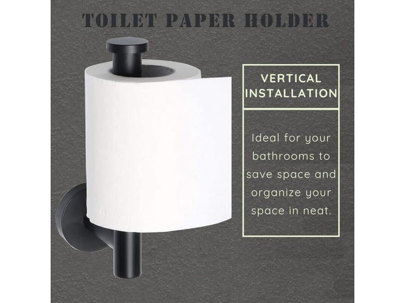  Porte-papier toilette-porte papier toilette mural porte papier toilette en acier inoxydable 304 finition polie, noir  - Conforama C