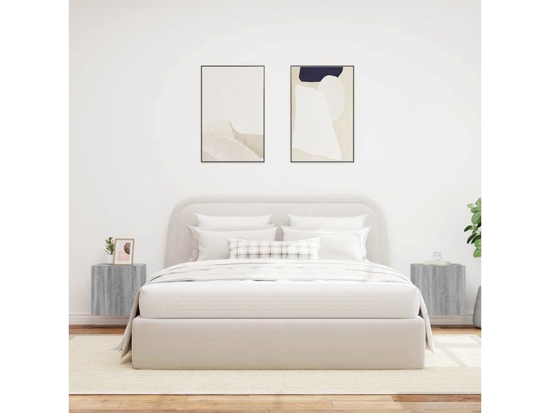  Meubles tv - banc tv - meuble de rangement muraux et lumières led 2pcs sonoma gris 40,5x35x40cm  - Conforama D