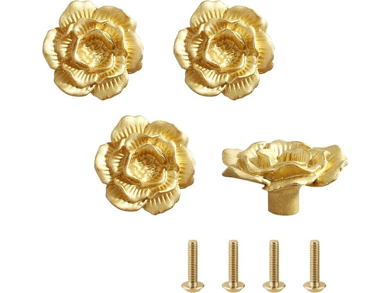 Pack de 4 poignées européennes en bronze brossé, poignées dorées à un seul trou pour tiroirs, commodes et meubles - Conforama B