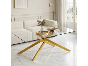 Table basse rectangulaire coloris doré <strong>CHICFURN</strong> <strong></strong> - 60 cmx120 cm