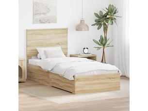 Lit adulte, lit simple, cadre de lit chêne sonoma 90x190cm bois d'ingénierie cf6285
