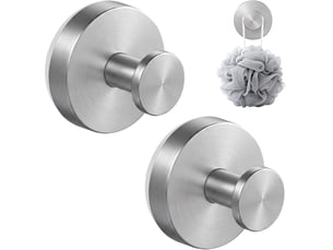 Lot de 2 crochets muraux à ventouse argentés - fixation sans perçage, réutilisables et étanches pour salle de bain, cuisine et douche, gris
