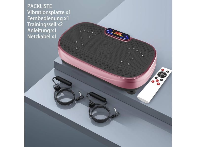 Plateforme vibrante d'entraînement 53 x 32 x 13 cm rose, abs caoutchouc acier, bandes de résistance - Conforama E