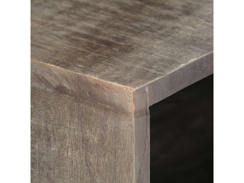  Meuble tv - banc tv - meuble de rangement gris 130x30x46 cm bois massif de manguier brut  - Conforama E