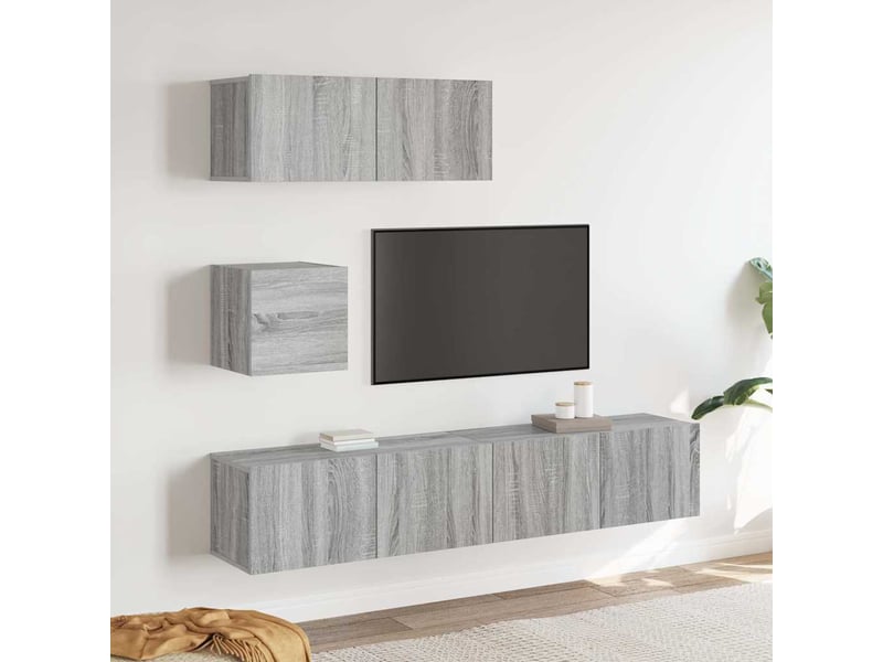  Ensemble de meubles tv 4 pcs sonoma gris bois d'ingénierie shl36023  - Conforama B