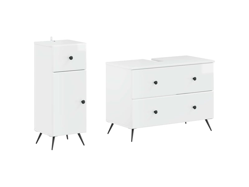  Ensemble de 2 meubles de salle de bain breda blanc brillant cf63082  - Conforama A
