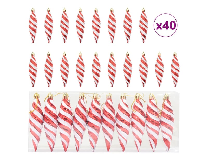  Boule en forme de spirale de noël 40 pcs rouge 3 x 11 cm  - Conforama A