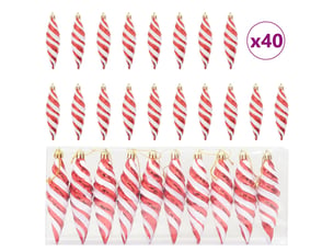 Boule en forme de spirale de noël 40 pcs rouge 3 x 11 cm