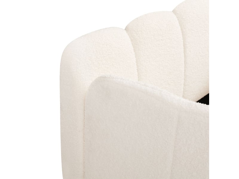  Lit une personne 90x200 cm, lit rembourré tissu bouclé beige, tête de lit rembourrée, barrière de sécurité, pieds bois massif  - Conforama D