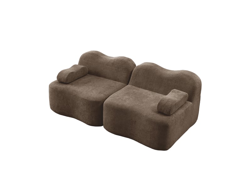  Canapé modulable 2 places sans structure intérieure en velours marron  - Conforama A