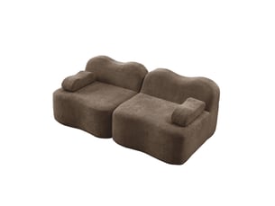 Canapé modulable 2 places sans structure intérieure en velours marron