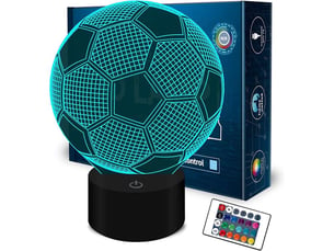Veilleuse illusion‑optique 3d football, lampe de nuit décorative chambre, cadeau d'anniversaire créatif, câble usb et télécommande