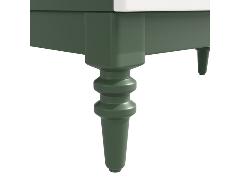 Buffet de cuisine haut 165 cm x 76 cm x 38,5 cm, meuble vaisselier à 3 niveaux, double porte verre texturé, couleur vert foncé - Conforama E