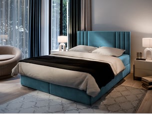 Lit avec rangement 160x200 cm <strong>MASSENO</strong>  <strong></strong> coloris bleu