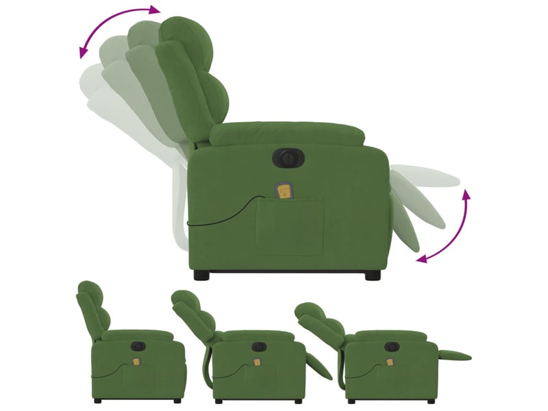 Vidaxl fauteuil inclinable de massage électrique vert clair velours - Conforama E
