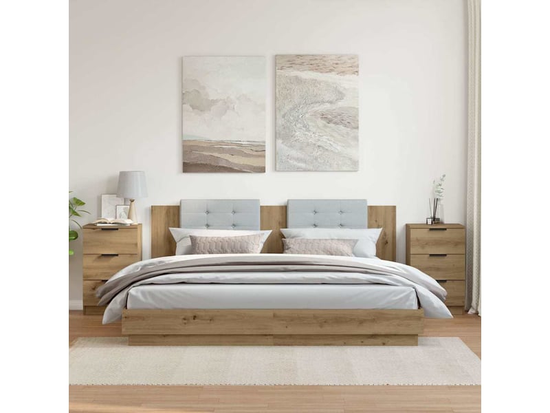  Tables de chevet 2 pièces chêne artisanal bois d'ingénierie  - Conforama B