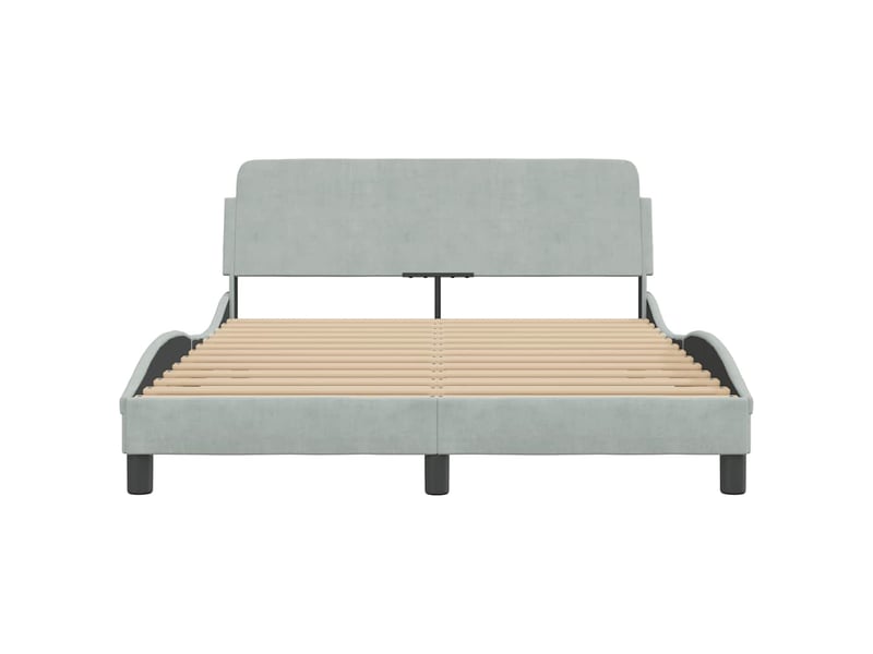  Lit double- lit adulte -  cadre de lit dover gris clair 135 x 190 cm velours  - Conforama C