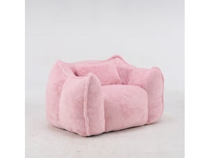 Fauteuil poire 123x97x73 cm avec coussin en fausse fourrure rose