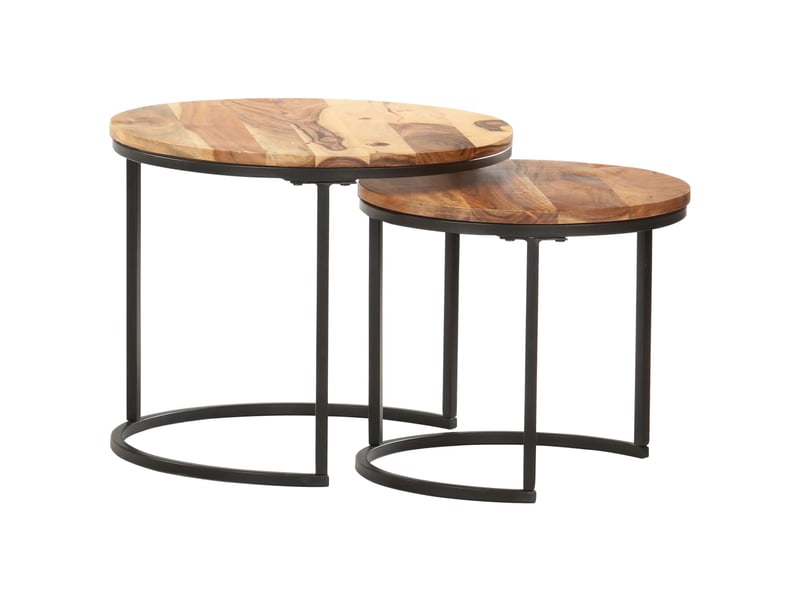  Tables gigognes 2 pcs | table de salon bois d'acacia massif  - Conforama E