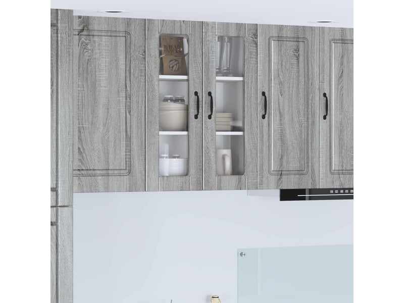  Meuble mural de cuisine, cabinet en verre mural gris sonoma 60x31x80cm  - Conforama B