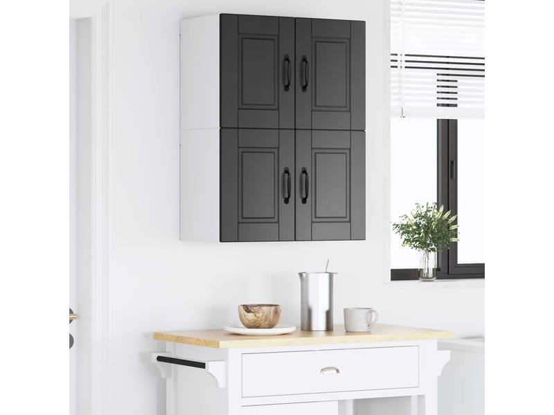 Meuble mural de cuisine | armoire de cuisine 2 pcs noir bois d'ingénierie shl4553  - Conforama D