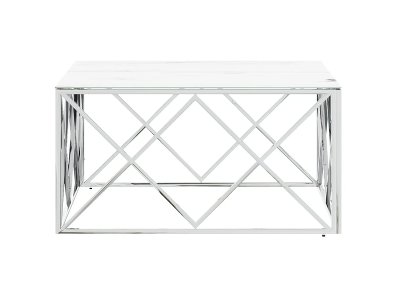  Table basse | table d'appoint salon argenté 80x80x40 cm acier inoxydable et verre  - Conforama C