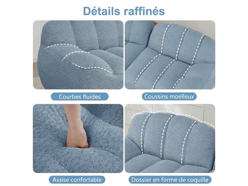 Canapé modulaire 4 places avec ottomane assise profonde 366x165 cm confort ergonomique - Conforama R