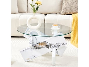 Table basse rond(e) coloris blanc LPOSPI - 79 cmx79 cm