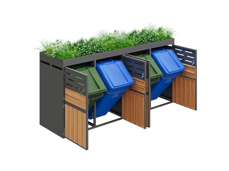  Armoire de jardin multifonctionnelle, coffre extérieur avec jardinière, gris, rangement ventilé  - Conforama E