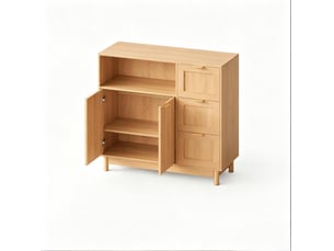 Buffet 2 porte(s) 3 tiroir(s) - 90 cm coloris bois clair