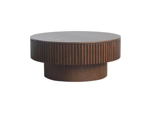 Table basse ronde avec rangement en mdf et bois massif noyer ø75x35 cm - pangivo