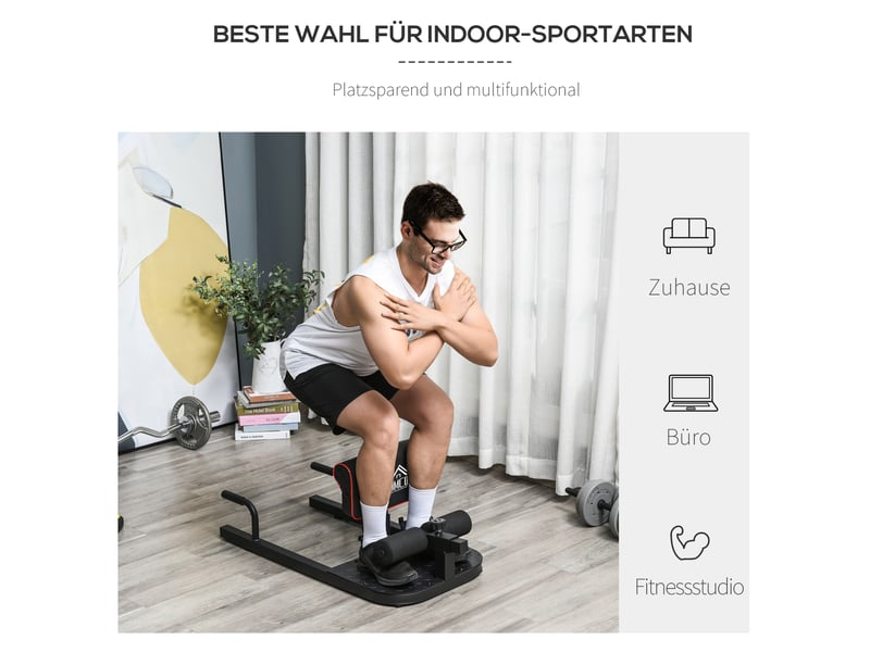  Appareil de squat sissy 3 en 1 97 x 50 cm noir en acier, réglable pour jambes, bras et abdominaux  - Conforama B