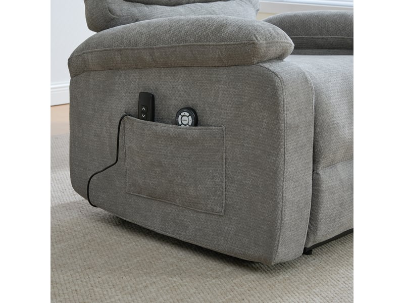  Fauteuil relax releveur électrique - massage et chauffage - repose-pieds réglable - 89x96x112 cm - chenille - gris  - Conforama W