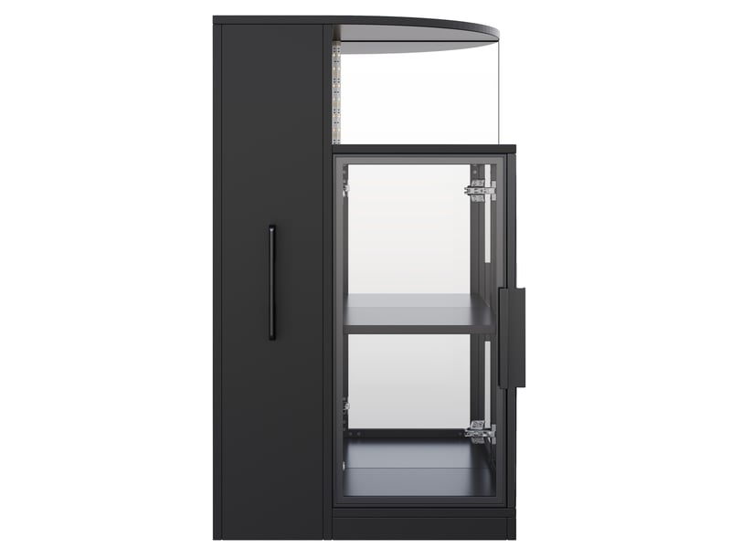 Vitrine avec éclairage led 64 x 42 x 112 cm noire, verre et panneaux de particules, rangement 2 en 1  - Conforama A