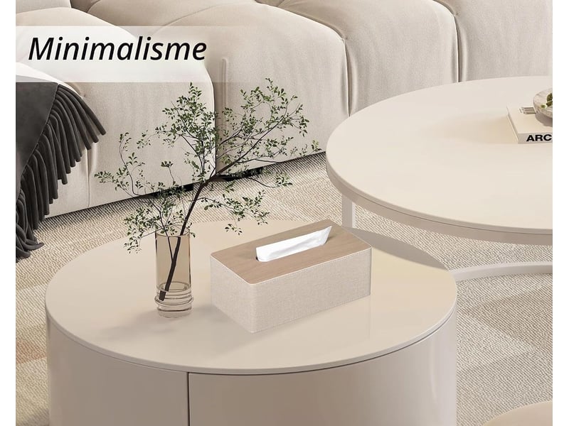  Boîte à mouchoirs rectangulaire en cuir pu, distributeur de mouchoirs pour commode et décor de salle de bain - beige  - Conforama E
