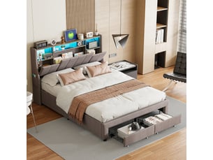 Lit coffre 160x200 cm    coloris gris