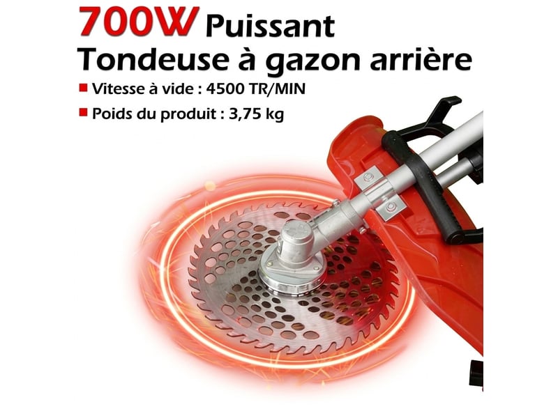  Débroussailleuse industrielle sans fil 21v 700w avec 2 batteries 4.0ah et lames multifonctions – coupe-bordure électrique puissant pour fauchage intensif, jardin et broussailles  - Conforama C